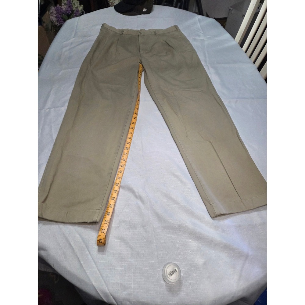 Cabelas Mens Pleated Chino Pants Khaki Tan 100% Cotton 38x34 90-4420